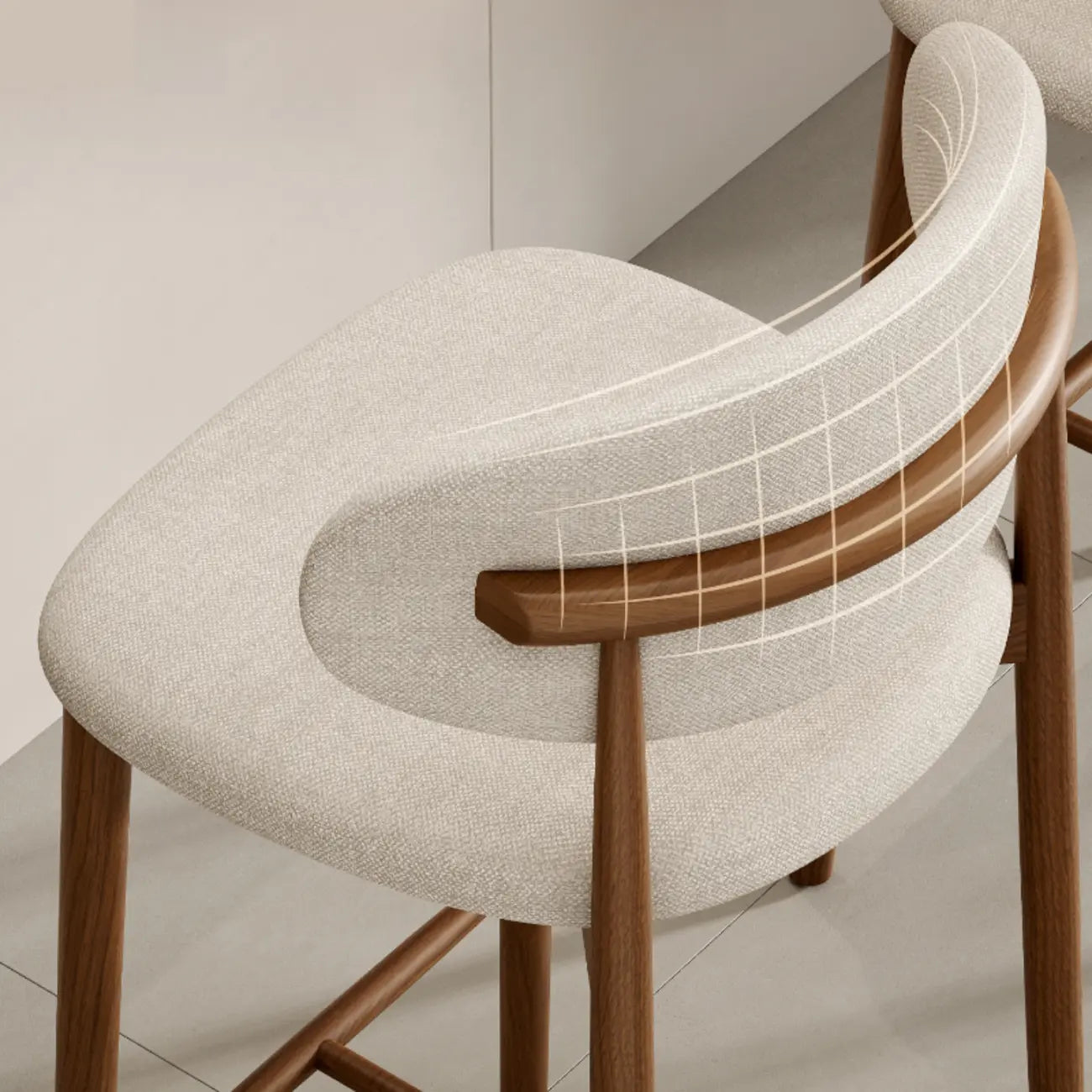 Tabouret de bar rembourré de style moderne du milieu du siècle avec dossier