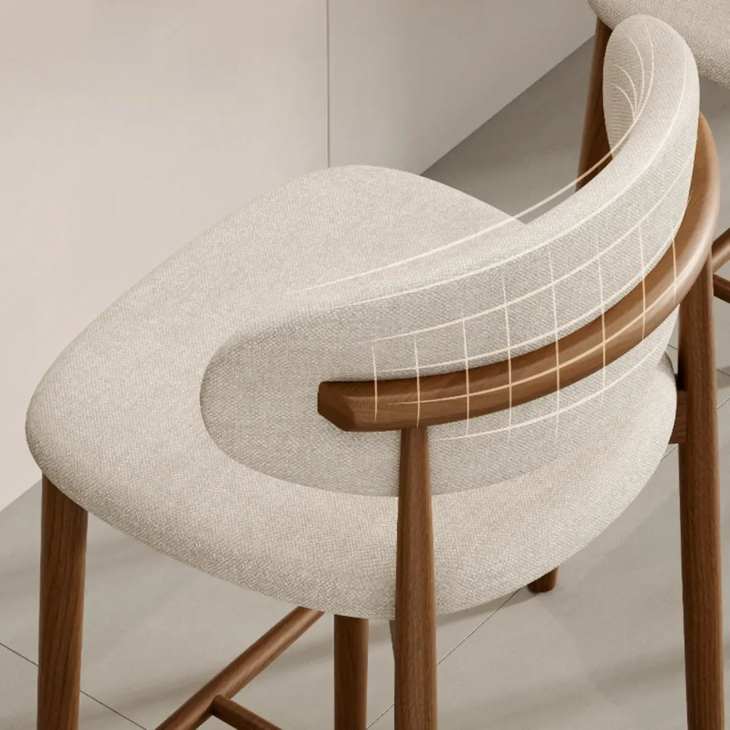 Tabouret de bar rembourré de style moderne du milieu du siècle avec dossier