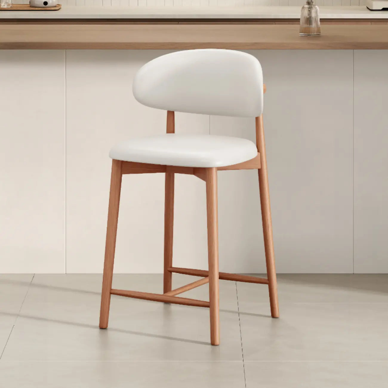 Tabouret de bar rembourré de style moderne du milieu du siècle avec dossier