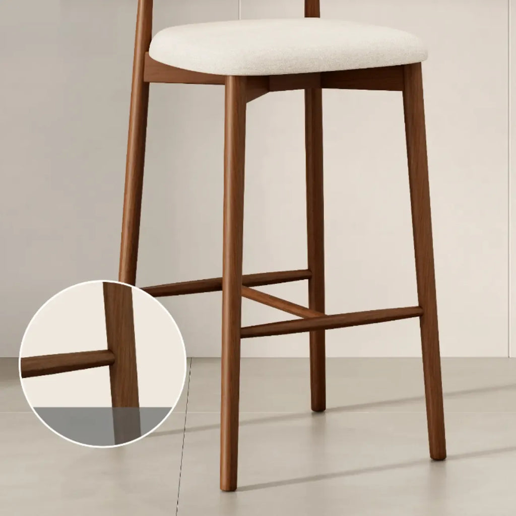Tabouret de bar rembourré de style moderne du milieu du siècle avec dossier