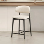 Tabouret de bar rembourré de style moderne du milieu du siècle avec dossier