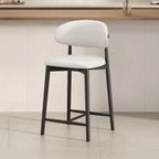 Tabouret de bar rembourré de style moderne du milieu du siècle avec dossier