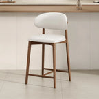 Tabouret de bar rembourré de style moderne du milieu du siècle avec dossier