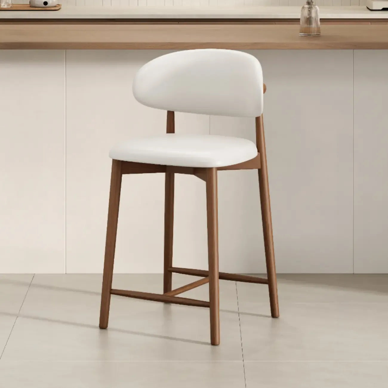 Tabouret de bar rembourré de style moderne du milieu du siècle avec dossier