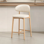 Tabouret de bar rembourré de style moderne du milieu du siècle avec dossier