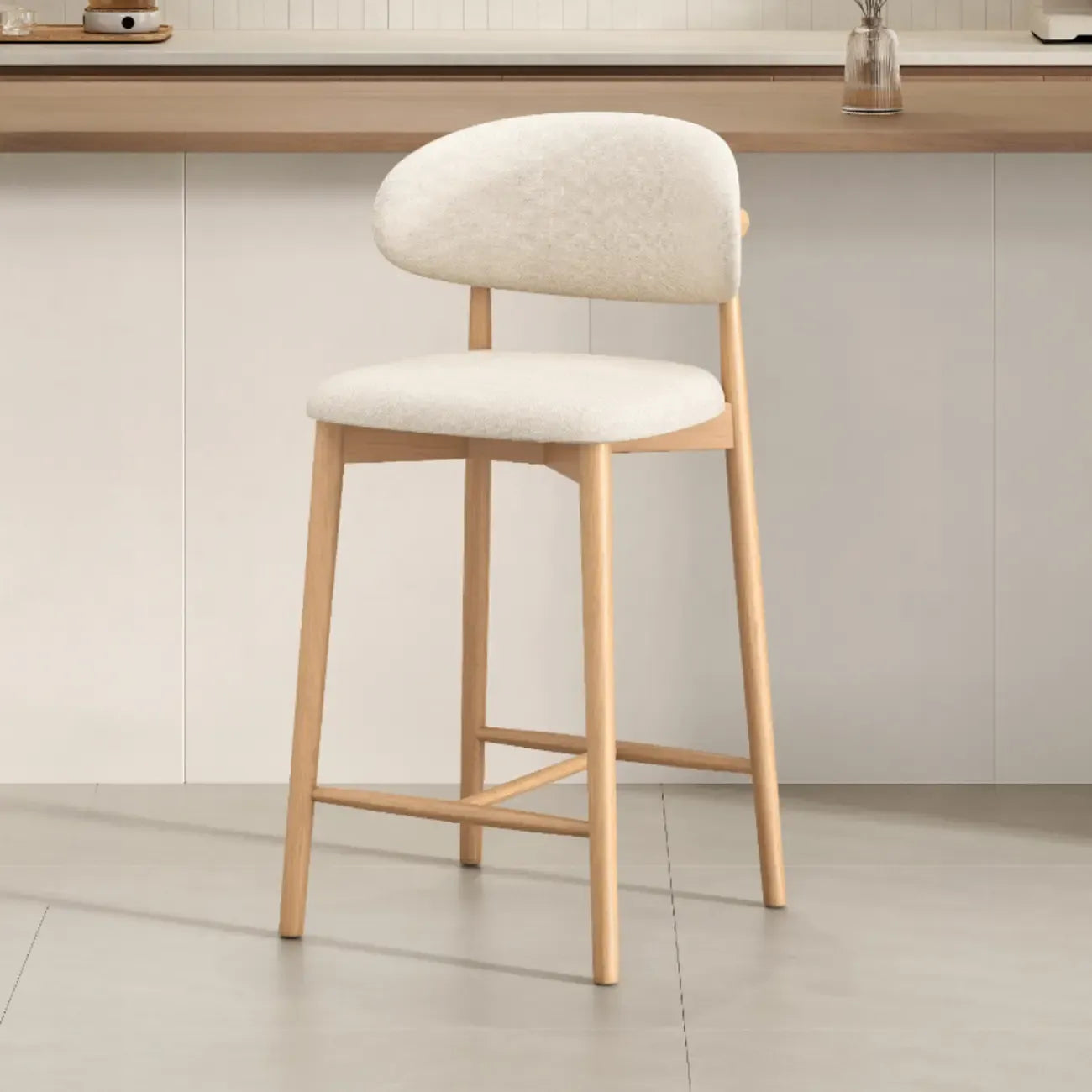 Tabouret de bar rembourré de style moderne du milieu du siècle avec dossier