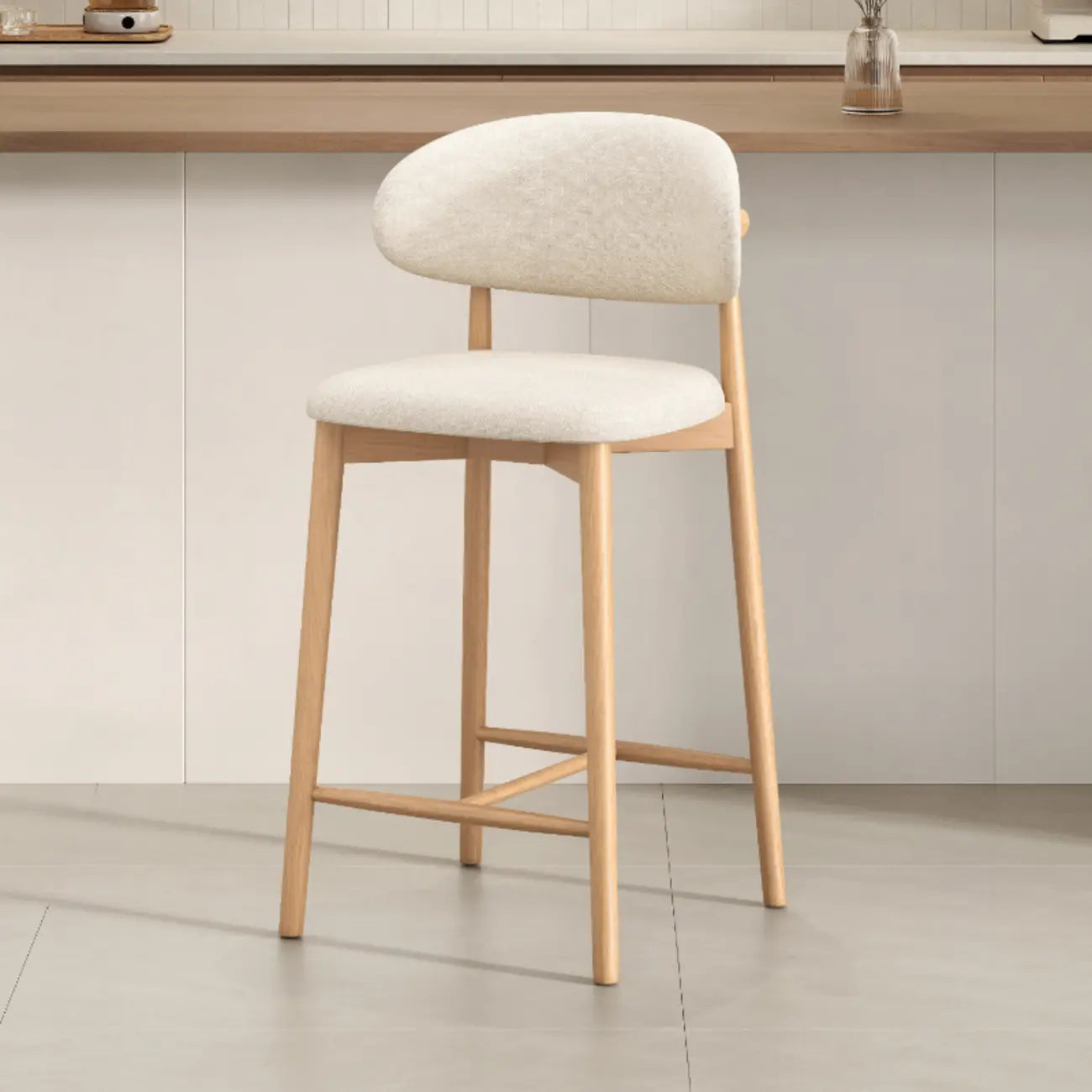 Tabouret de bar rembourré de style moderne du milieu du siècle avec dossier