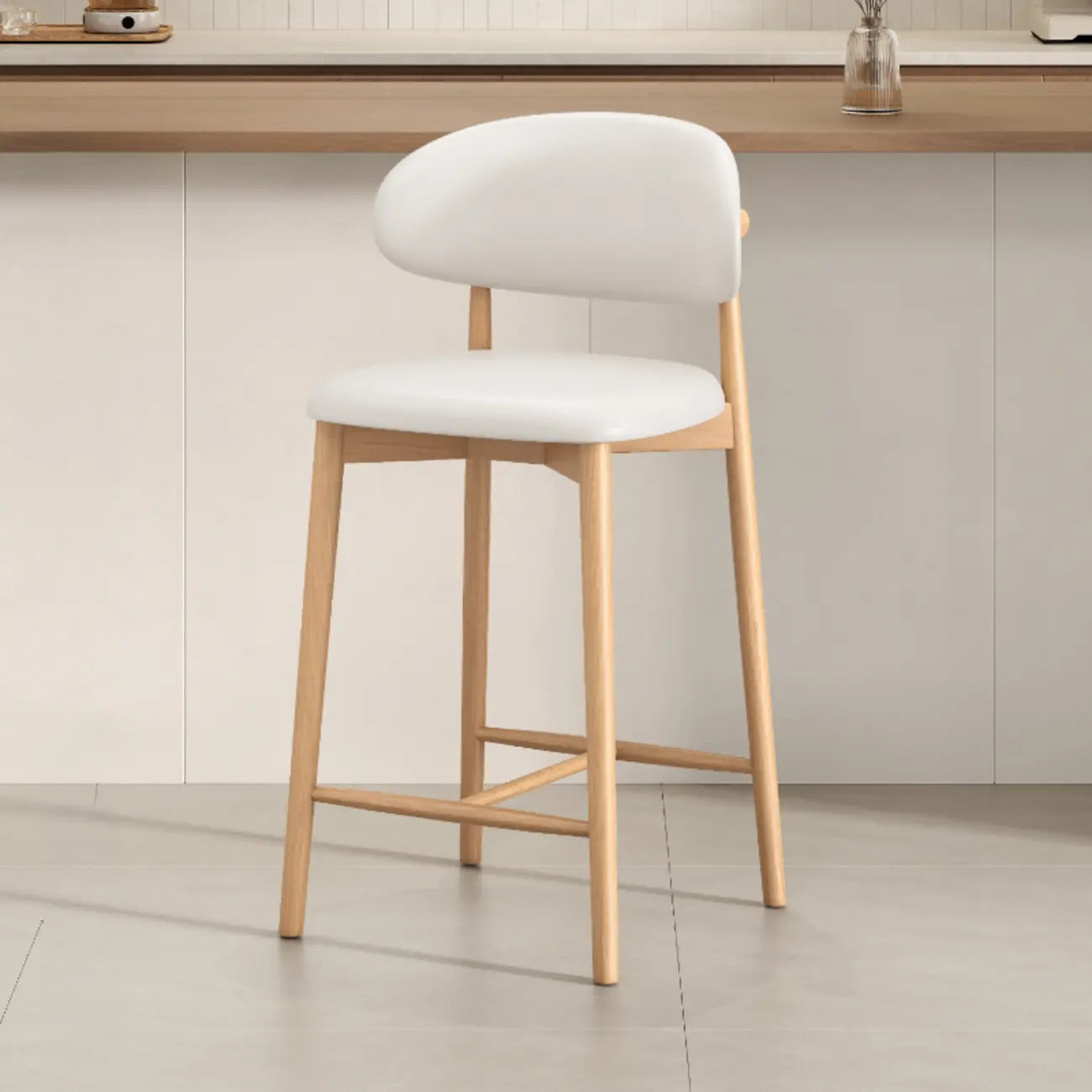 Tabouret de bar rembourré de style moderne du milieu du siècle avec dossier