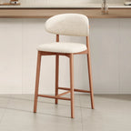 Tabouret de bar rembourré de style moderne du milieu du siècle avec dossier