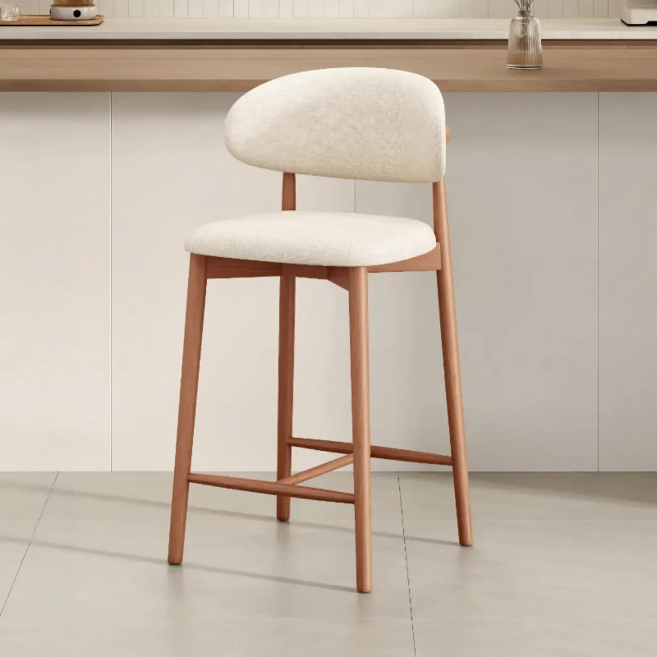 Tabouret de bar rembourré de style moderne du milieu du siècle avec dossier