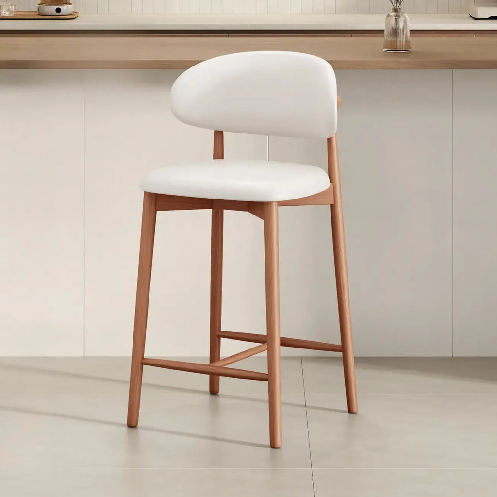 Tabouret de bar rembourré de style moderne du milieu du siècle avec dossier
