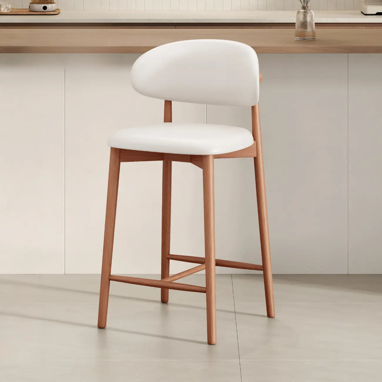 Tabouret de bar rembourré de style moderne du milieu du siècle avec dossier