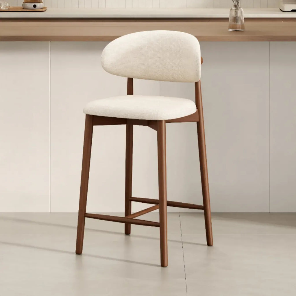 Tabouret de bar rembourré de style moderne du milieu du siècle avec dossier