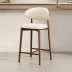 Tabouret de bar rembourré de style moderne du milieu du siècle avec dossier