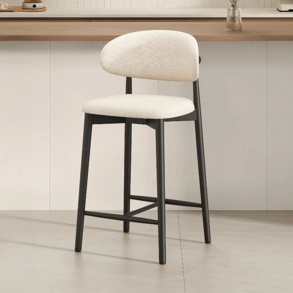 Tabouret de bar rembourré de style moderne du milieu du siècle avec dossier