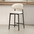 Tabouret de bar rembourré de style moderne du milieu du siècle avec dossier