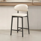 Tabouret de bar rembourré de style moderne du milieu du siècle avec dossier