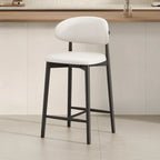 Tabouret de bar rembourré de style moderne du milieu du siècle avec dossier