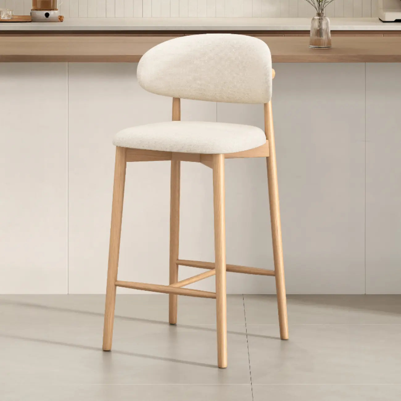 Tabouret de bar rembourré de style moderne du milieu du siècle avec dossier