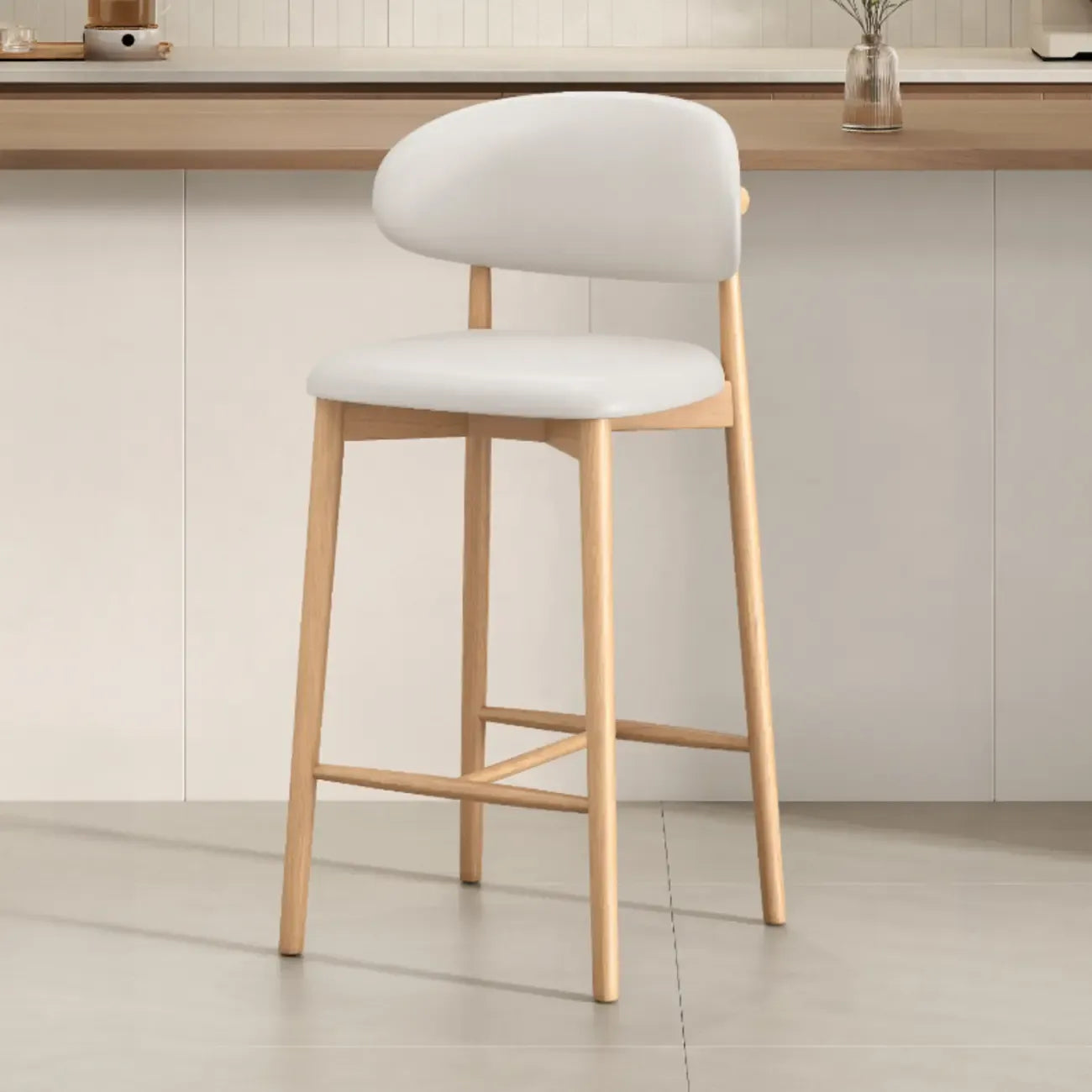 Tabouret de bar rembourré de style moderne du milieu du siècle avec dossier