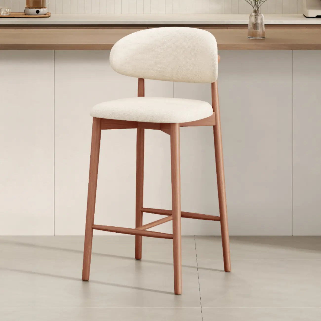 Tabouret de bar rembourré de style moderne du milieu du siècle avec dossier