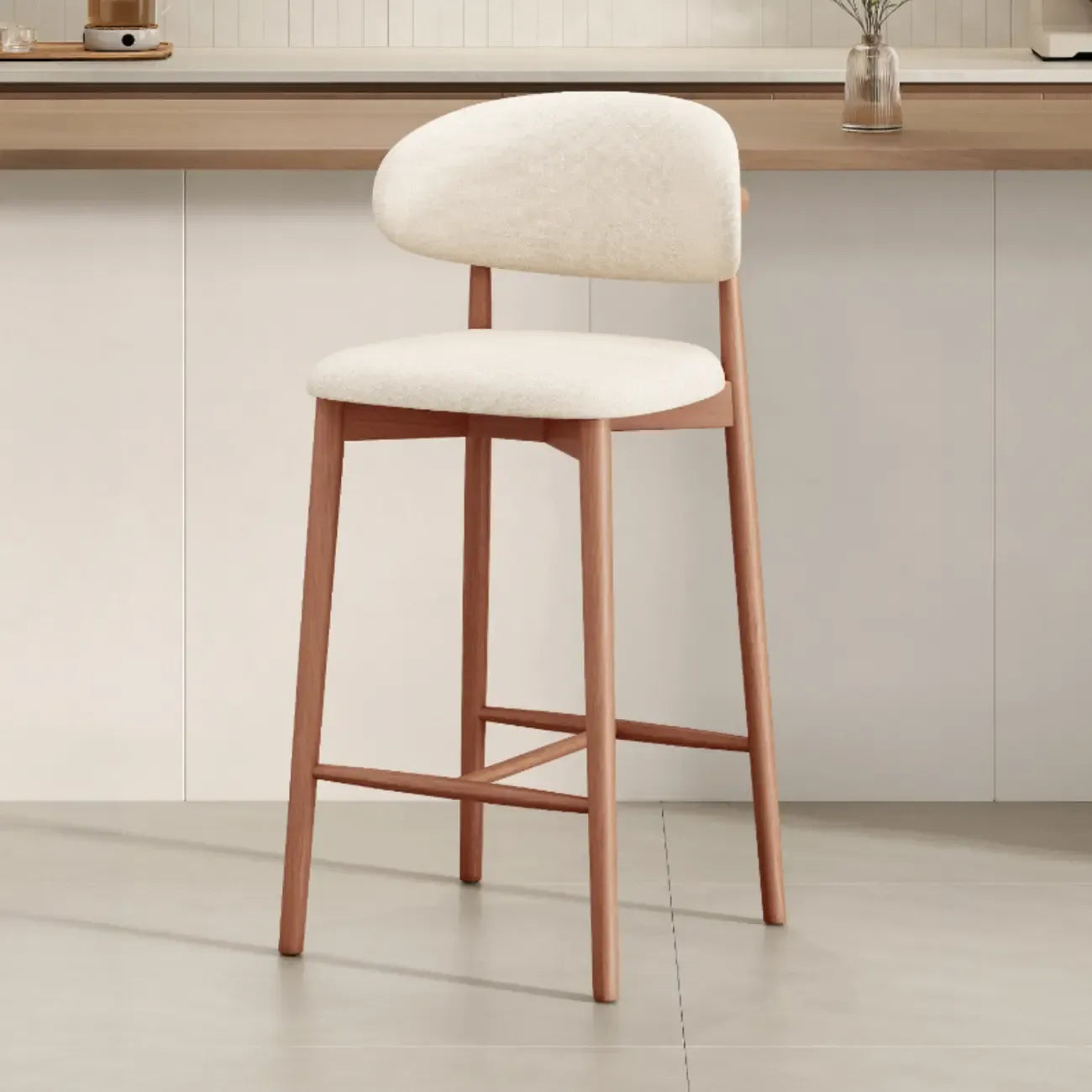 Tabouret de bar rembourré de style moderne du milieu du siècle avec dossier