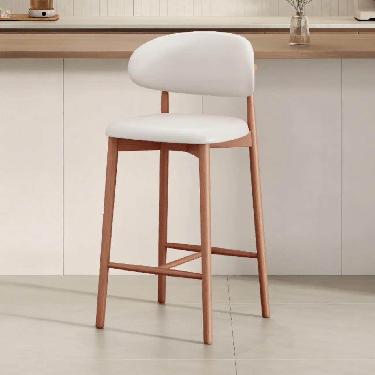 Tabouret de bar rembourré de style moderne du milieu du siècle avec dossier