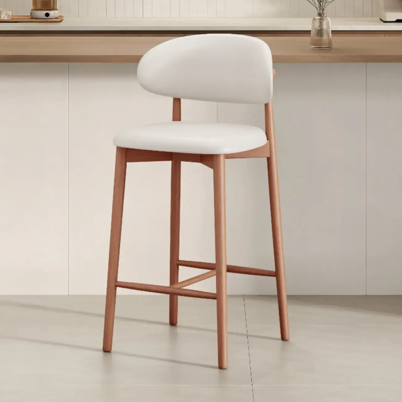 Tabouret de bar rembourré de style moderne du milieu du siècle avec dossier