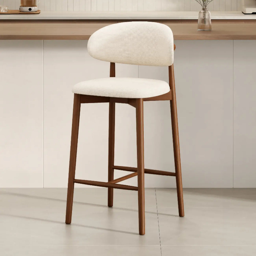 Tabouret de bar rembourré de style moderne du milieu du siècle avec dossier