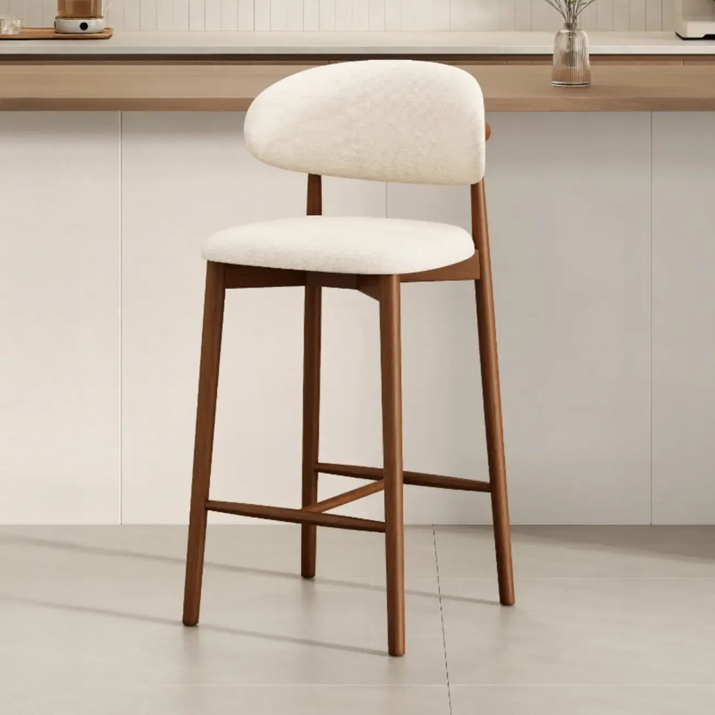 Tabouret de bar rembourré de style moderne du milieu du siècle avec dossier