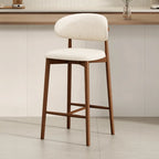 Tabouret de bar rembourré de style moderne du milieu du siècle avec dossier