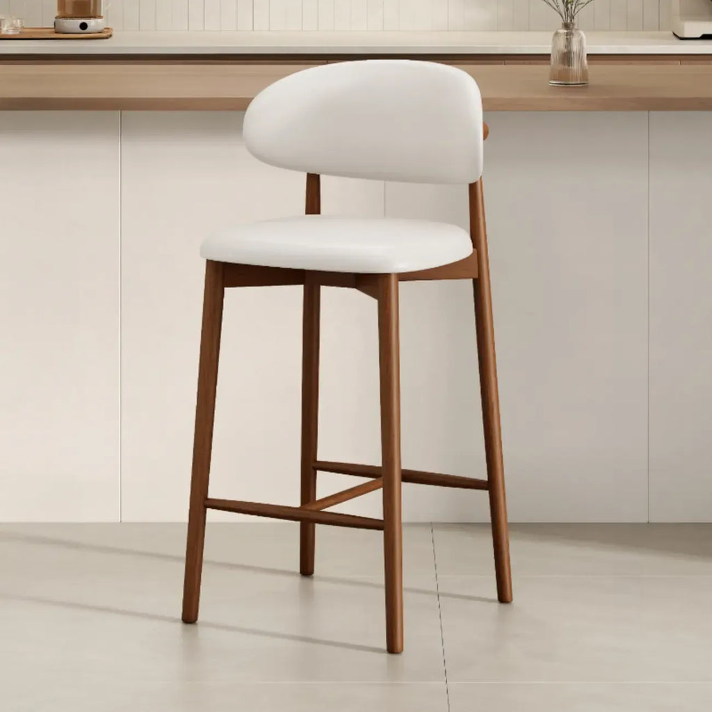Tabouret de bar rembourré de style moderne du milieu du siècle avec dossier