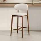 Tabouret de bar rembourré de style moderne du milieu du siècle avec dossier