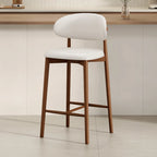 Tabouret de bar rembourré de style moderne du milieu du siècle avec dossier