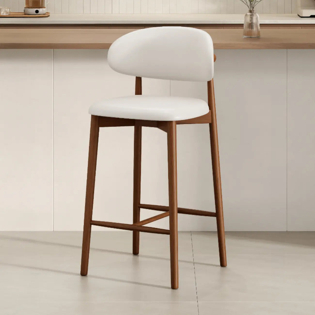 Tabouret de bar rembourré de style moderne du milieu du siècle avec dossier