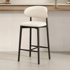 Tabouret de bar rembourré de style moderne du milieu du siècle avec dossier