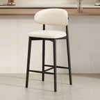 Tabouret de bar rembourré de style moderne du milieu du siècle avec dossier