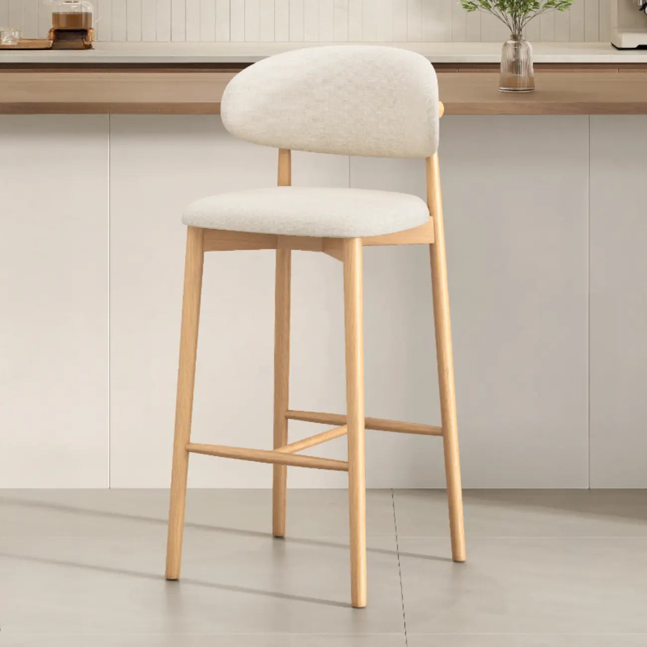 Tabouret de bar rembourré de style moderne du milieu du siècle avec dossier