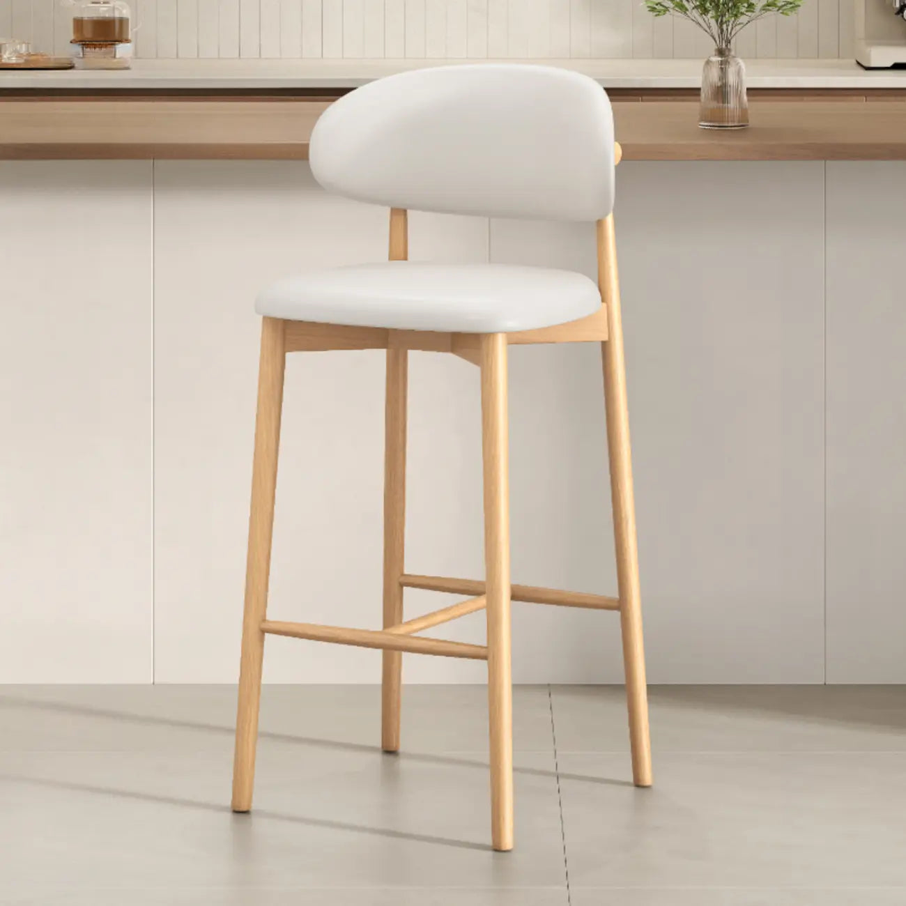 Tabouret de bar rembourré de style moderne du milieu du siècle avec dossier