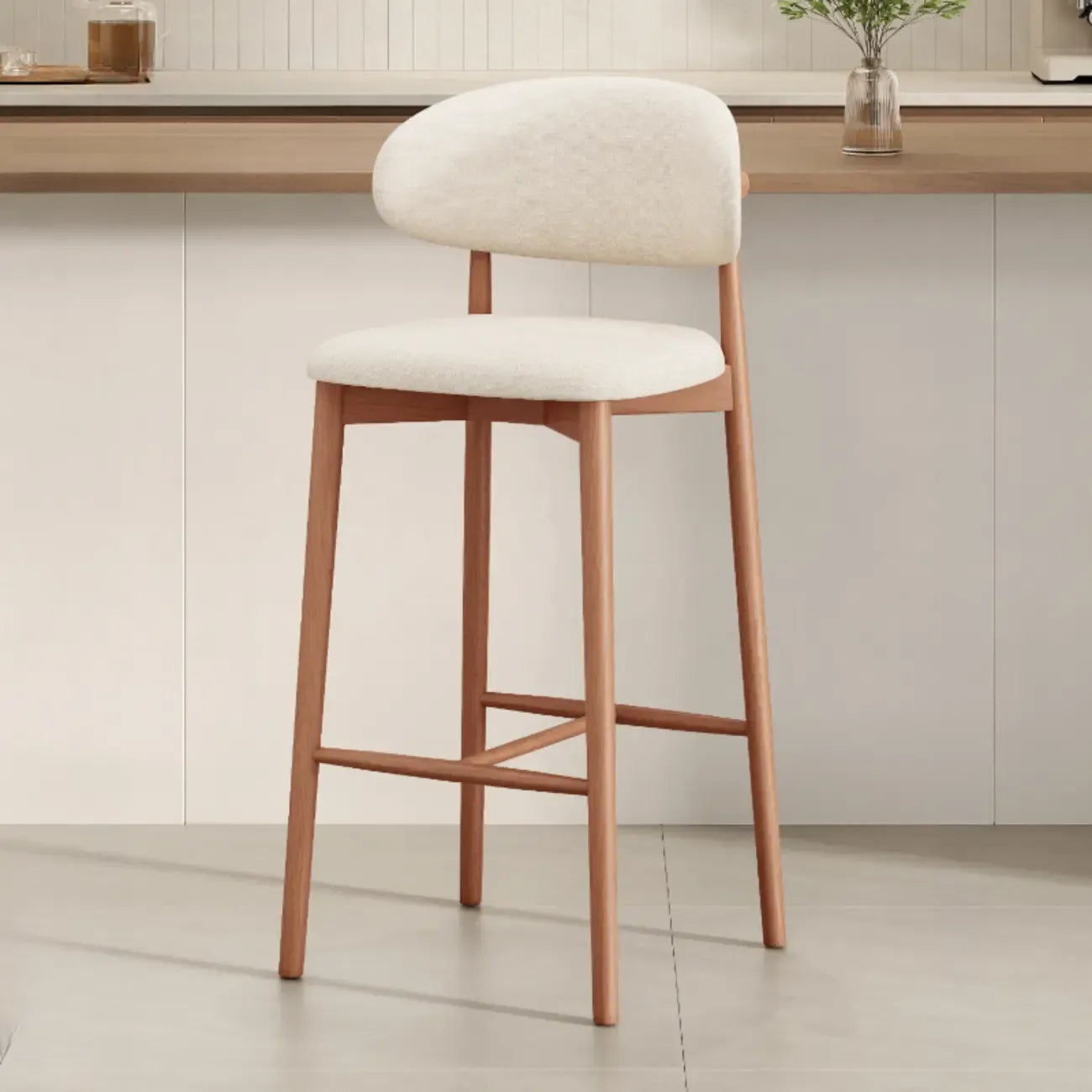 Tabouret de bar rembourré de style moderne du milieu du siècle avec dossier