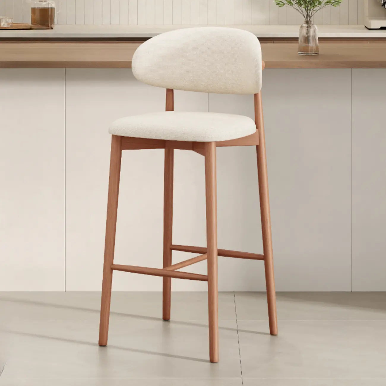 Tabouret de bar rembourré de style moderne du milieu du siècle avec dossier