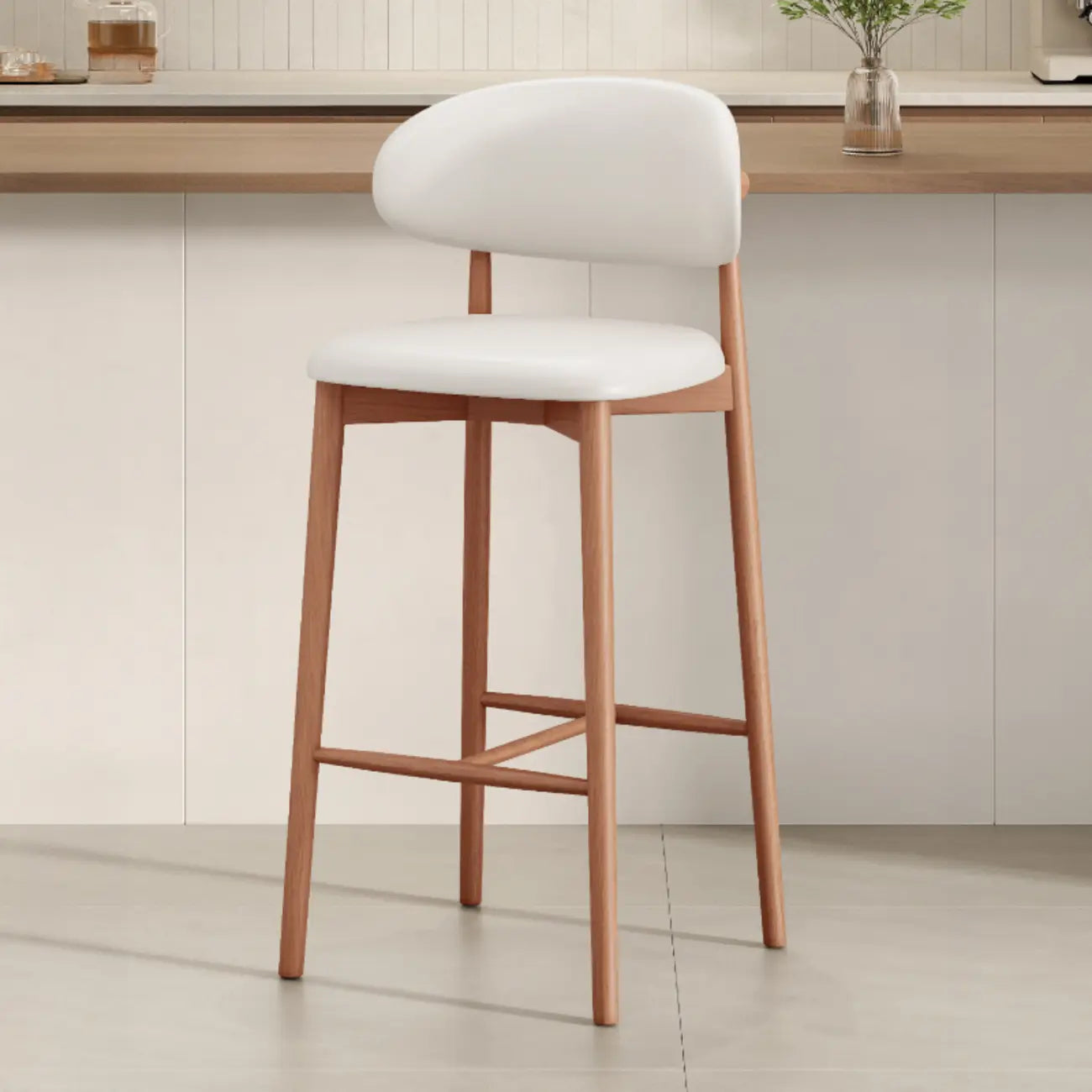 Tabouret de bar rembourré de style moderne du milieu du siècle avec dossier