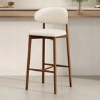 Tabouret de bar rembourré de style moderne du milieu du siècle avec dossier