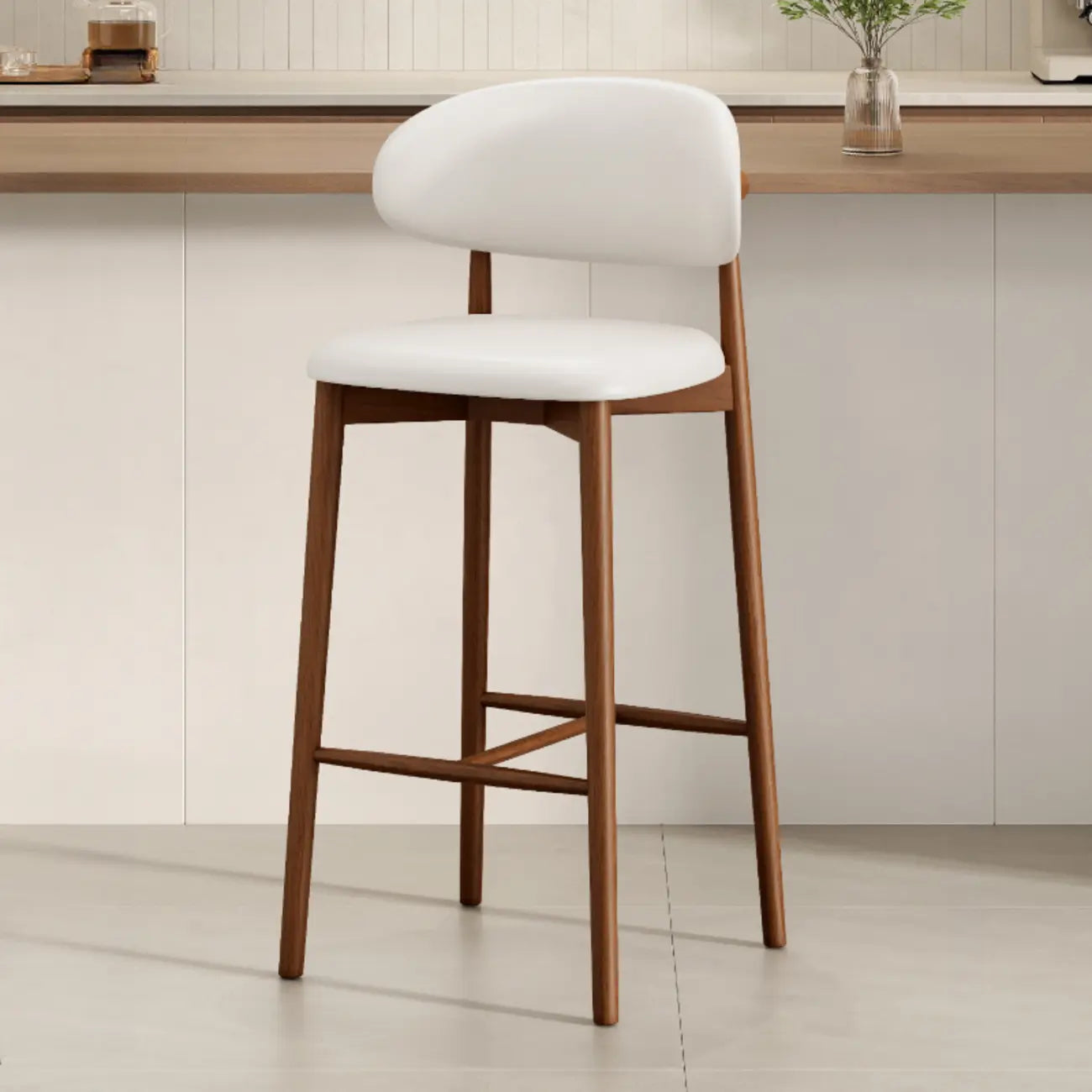Tabouret de bar rembourré de style moderne du milieu du siècle avec dossier