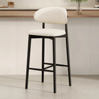 Tabouret de bar rembourré de style moderne du milieu du siècle avec dossier