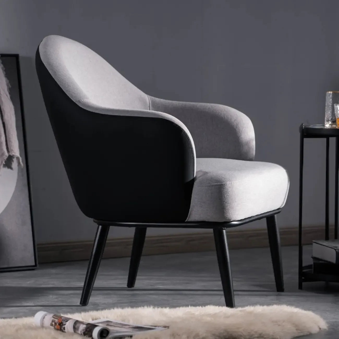 Fauteuil tonneau moderne en similicuir pour salon