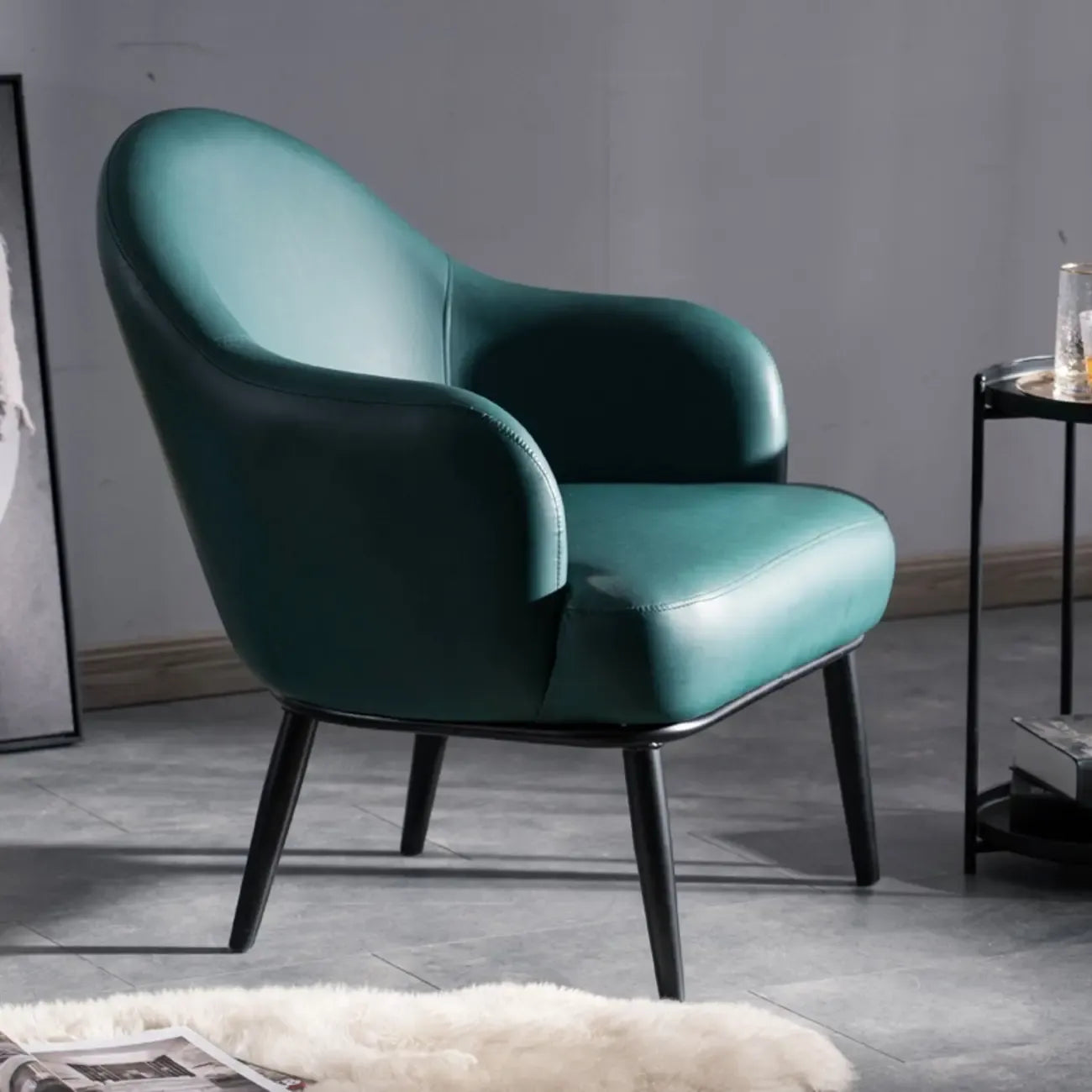 Fauteuil tonneau moderne en similicuir pour salon