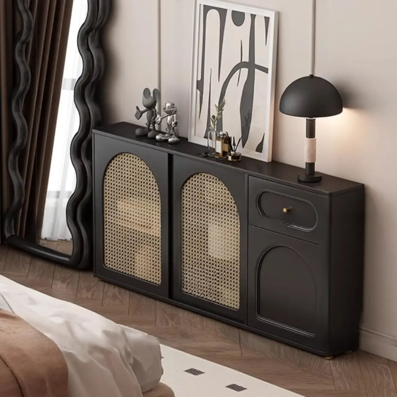 Buffet moderne noir massif avec rangement