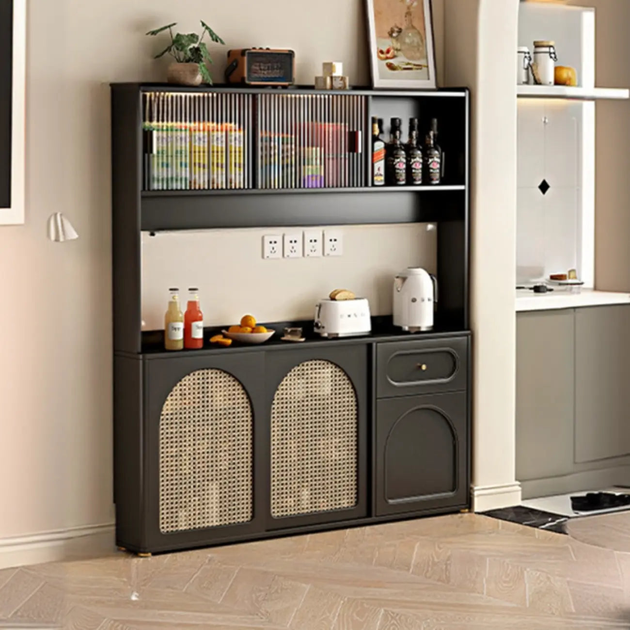 Buffet moderne noir massif avec rangement