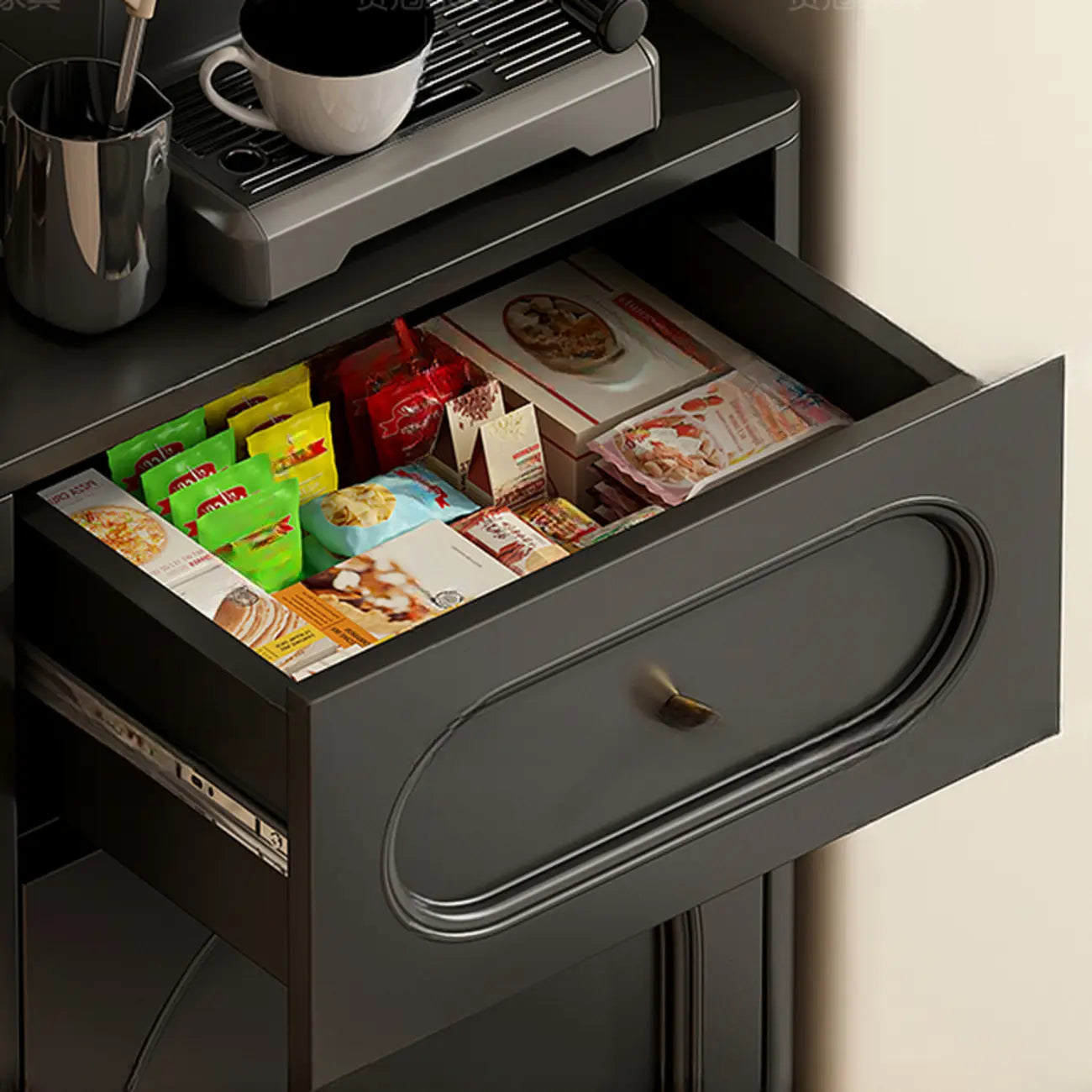 Buffet moderne noir massif avec rangement